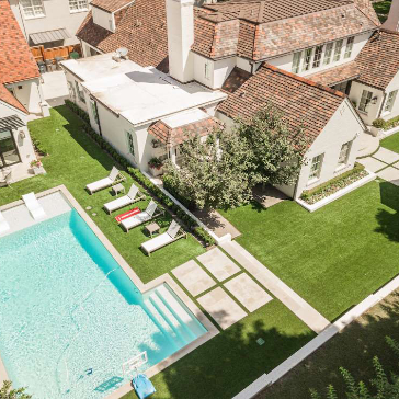 Swimming pool green turf