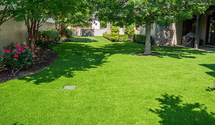 Residential artificial turf installed with proper drainage system