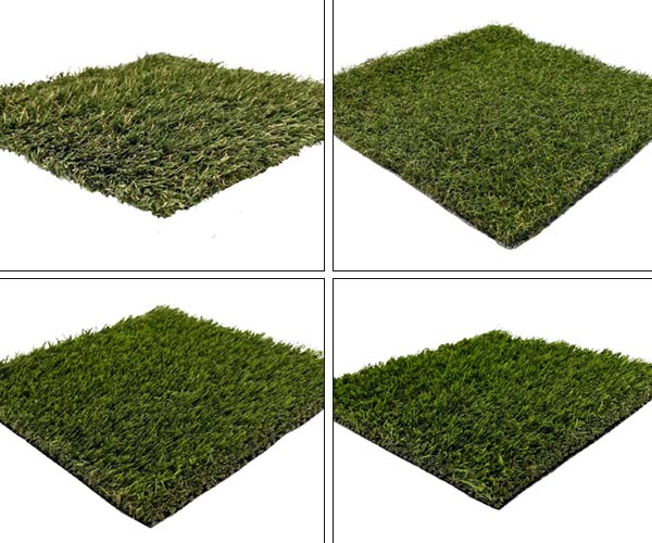 Collage of all seasons, eco tuff, texas-fescue and trek turf