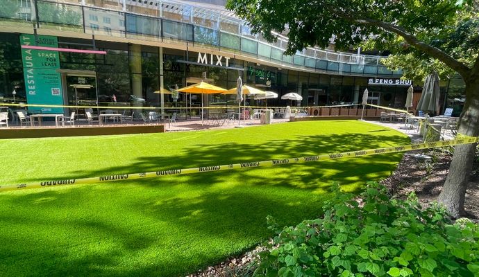 Commercial greenspace with synthetic grass