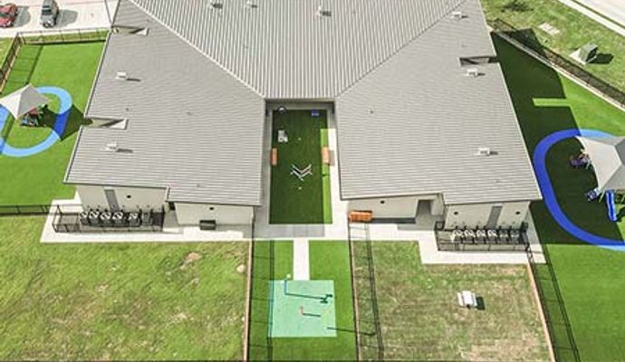 Aerial view of a prep school campus