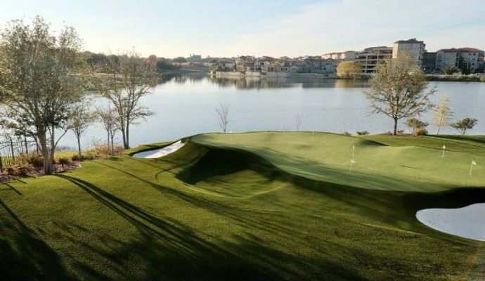 Installed golf artificial turf for urban outdoor spaces
