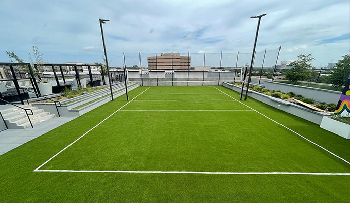 Artificial turf installed at volleyball court
