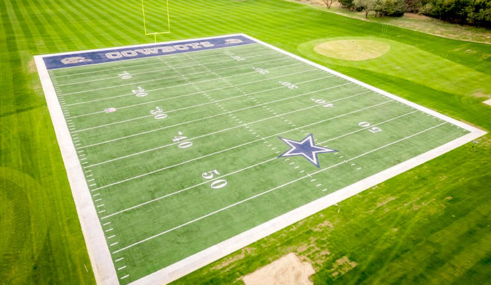 Artificial turf installed at football field