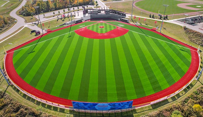 Artificial turf on baseball field