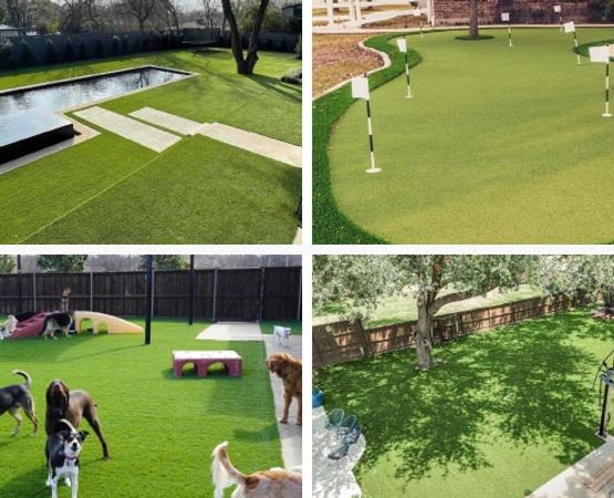 Four different turfs professionally installed in different commercial areas