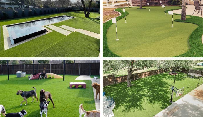 Four commercial areas with professionally installed synthetic turf