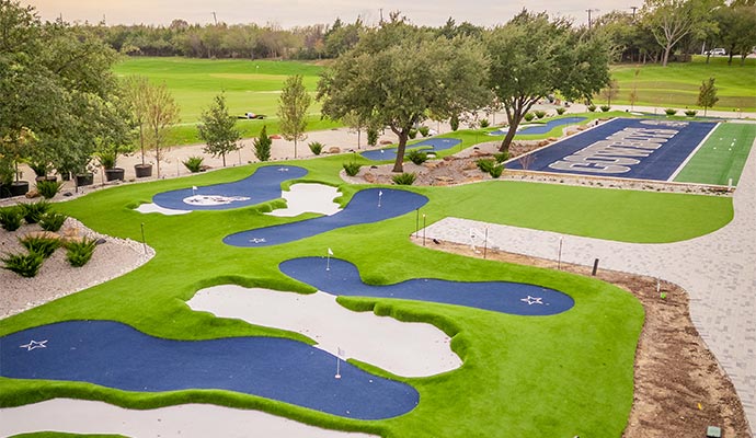 Synthetic grass for custom mini golf course layouts