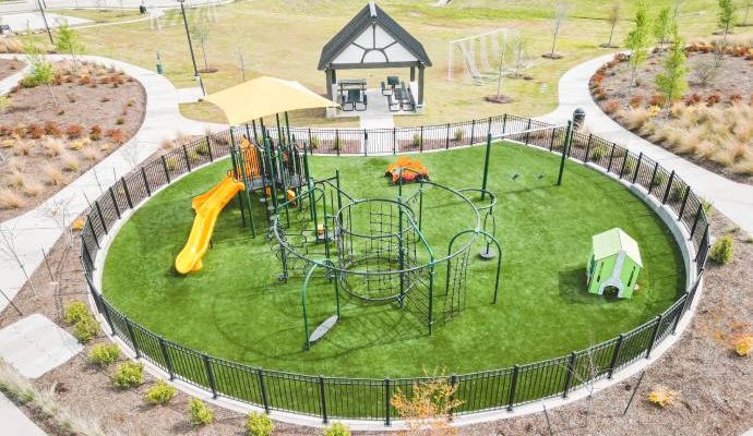 Beautiful park area featuring artificial turf