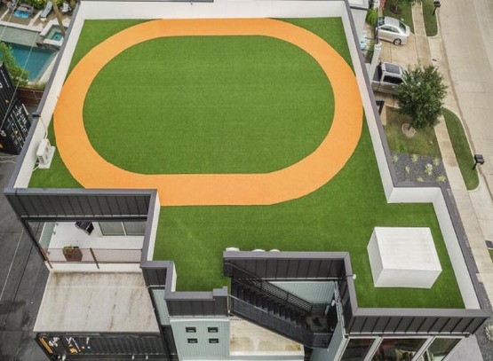 Rooftop fully covered with synthetic turf