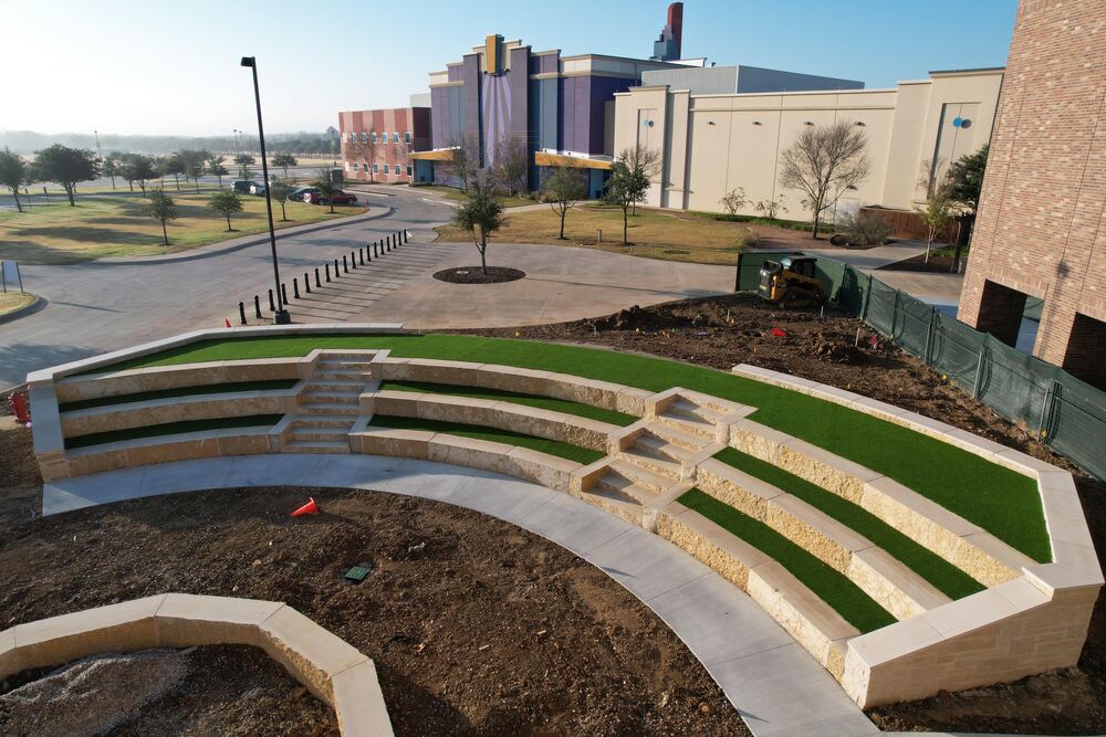 Mansfield Church Front Lawn With Tiered Seating
