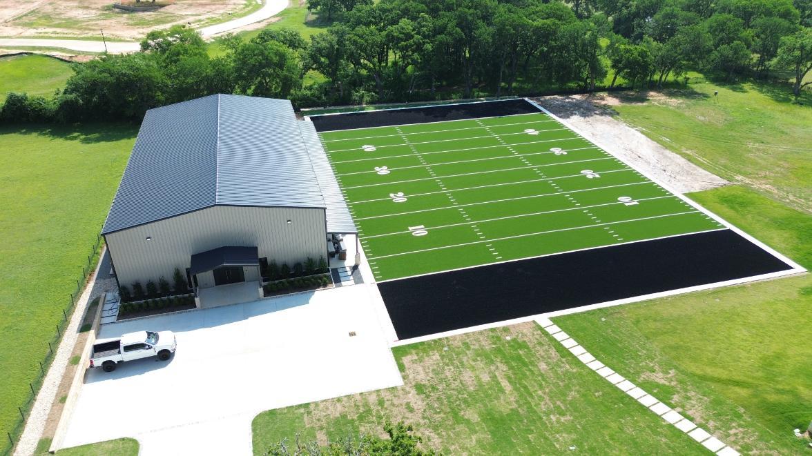 Football field with artificial grass