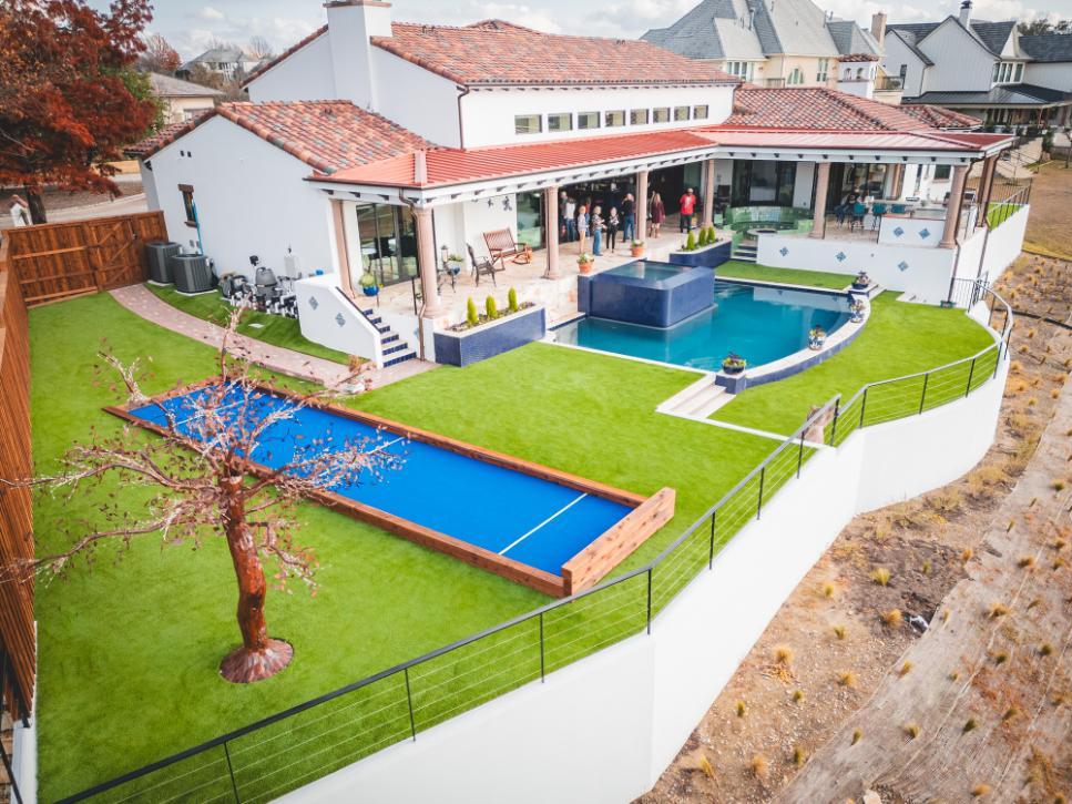 Residential area with artificial grass