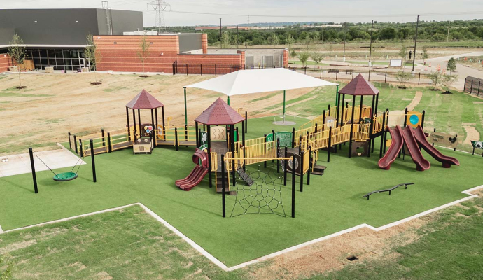 Playground with artificial turf