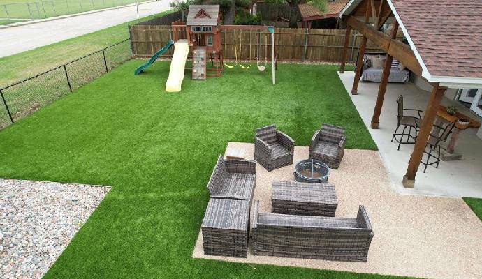 Residential Backyard Playground with seating arrangement