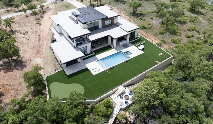 Artificial turf installed in a backyard