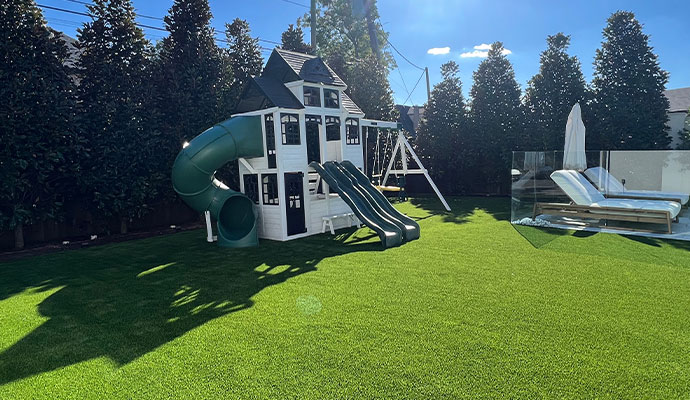 Playground in residential backyard area