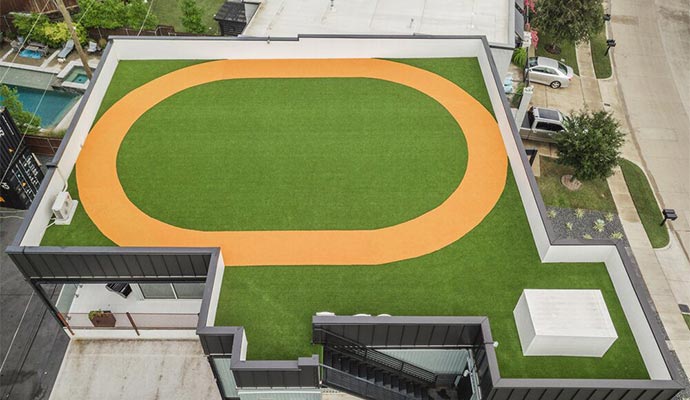 Rooftop covered with synthetic turf
